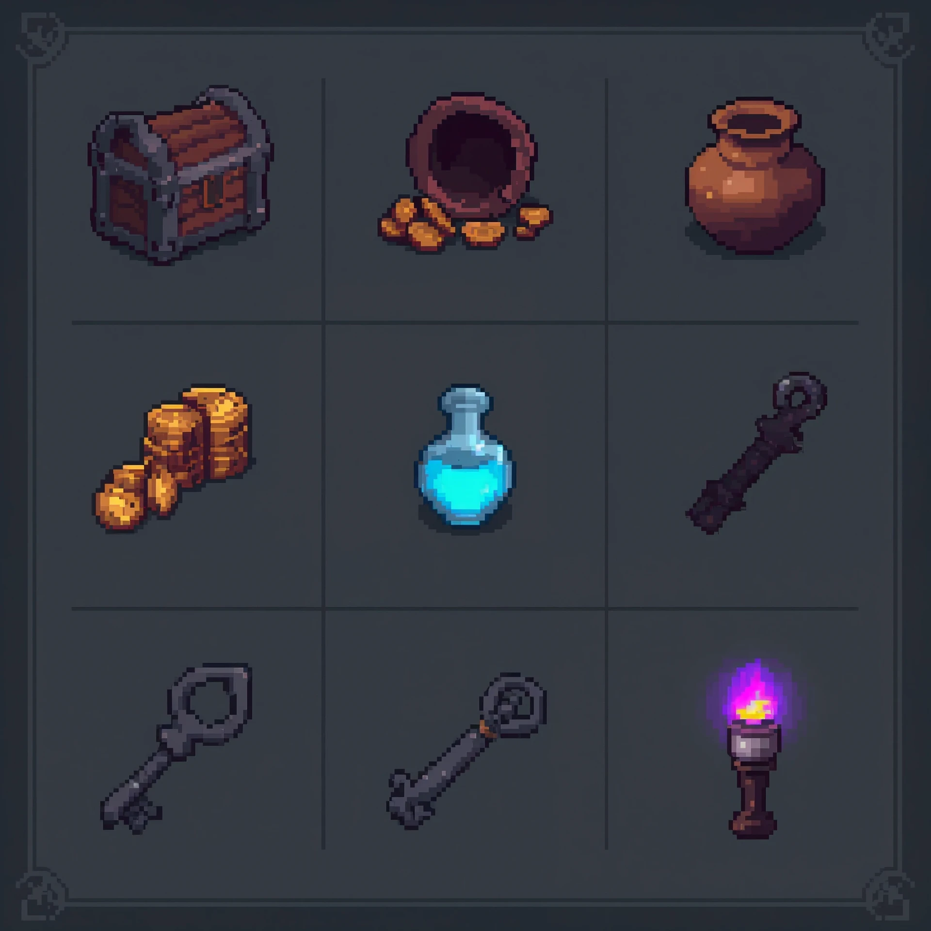 Treasures & trinkets — pixel art