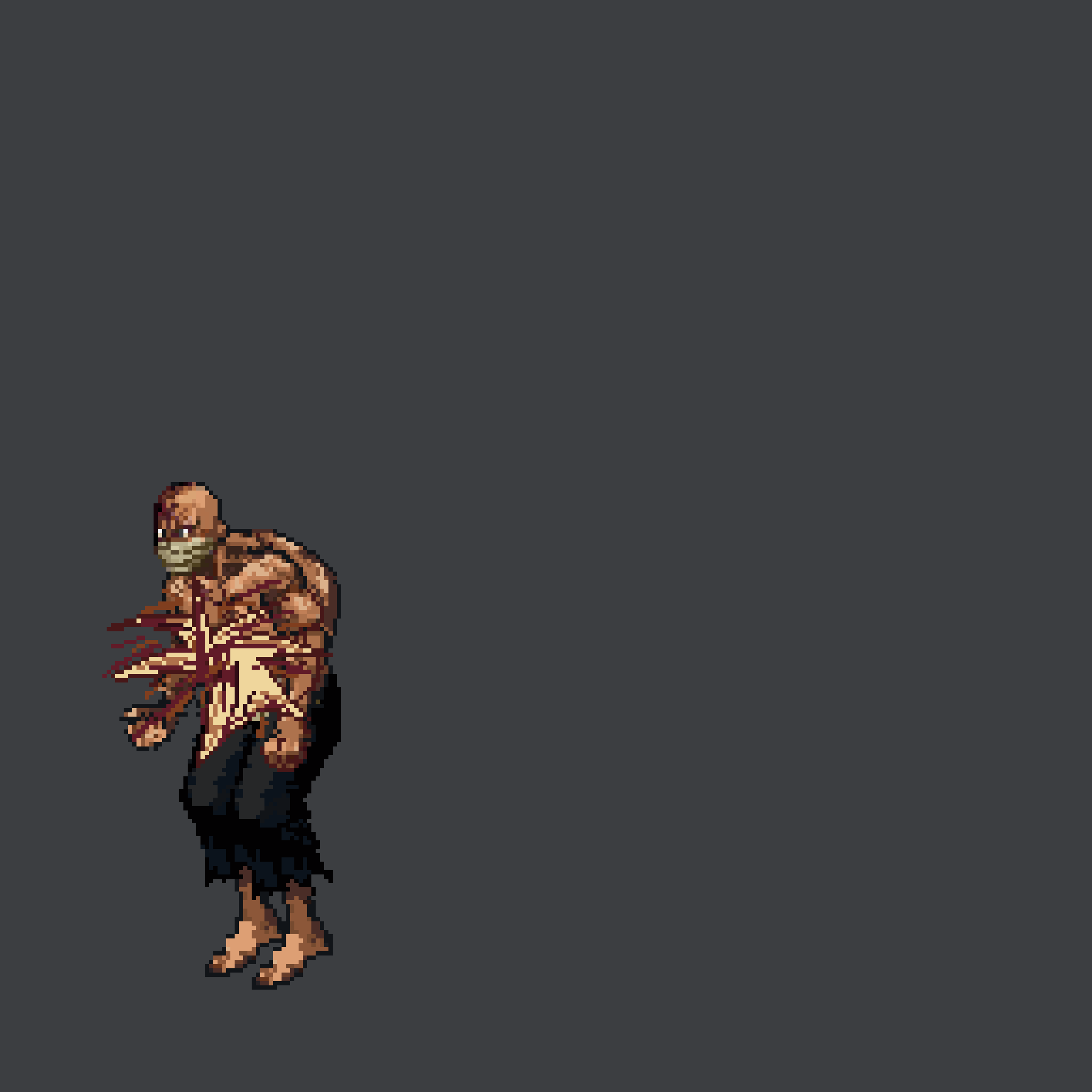 Big damage with fall — animated pixel art
