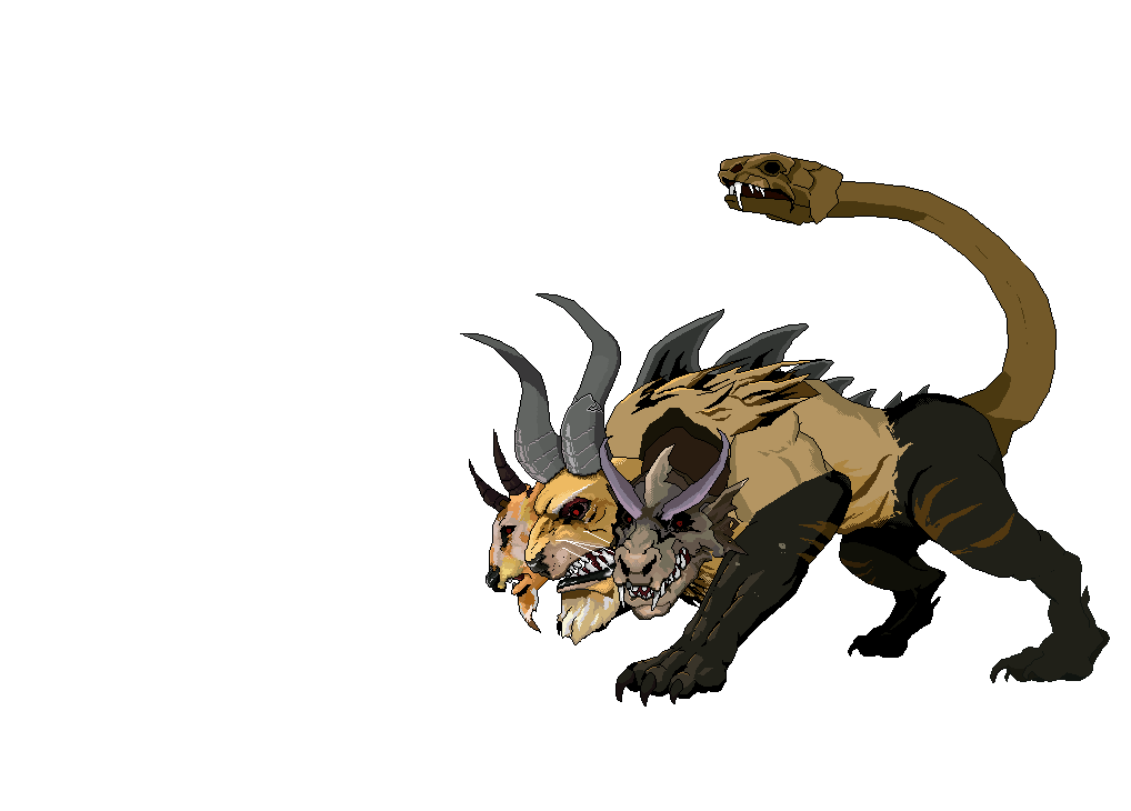 Chimera defeat — animated pixel art
